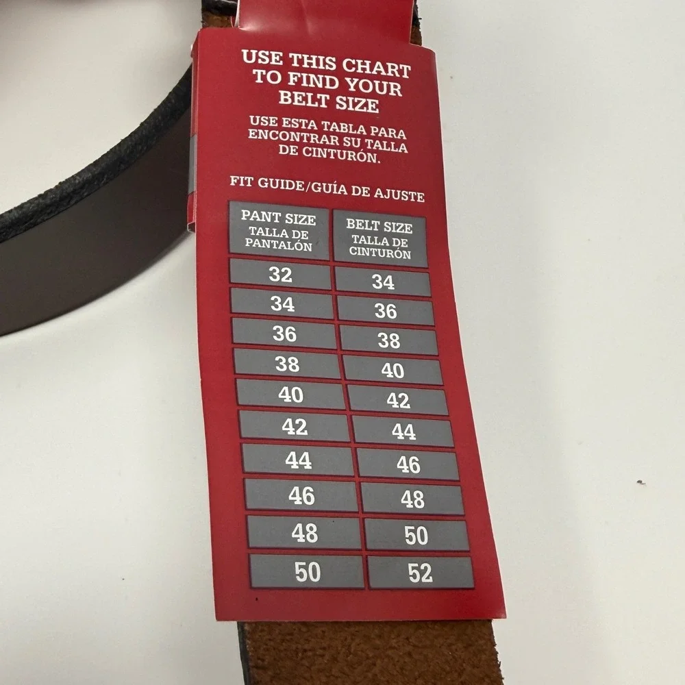 Dickies Mens Dark Brown All Leather Work Belt Silver Roller Buckle 50-52 Classic